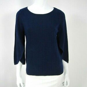 Milly Butterfly-Sleeve Wool Sweater in Navy